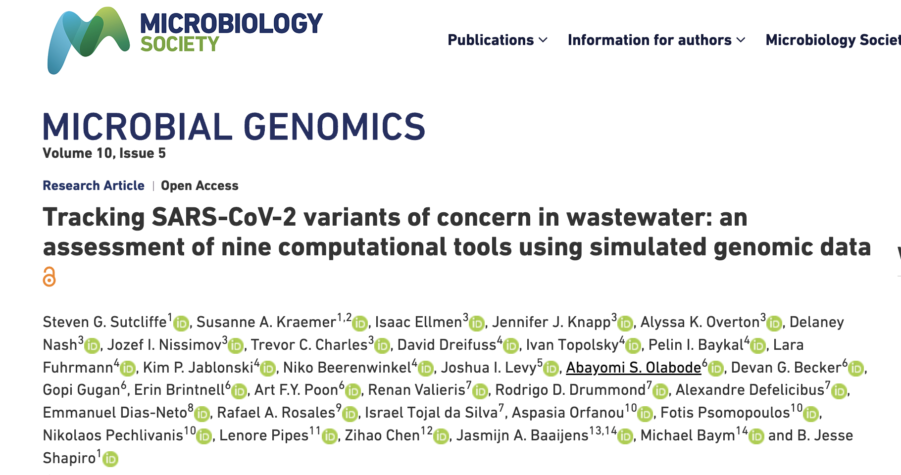 Wastewater genomic surveillance tool comparison paper published